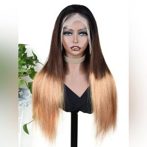 13*4 T-Part Lace 180% Density Ombre Straight Human Hair Wig 22’
